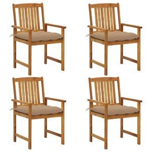vidaXL Krzesła ogrodowe z poduszkami, 4 szt., lite drewno akacjowe
