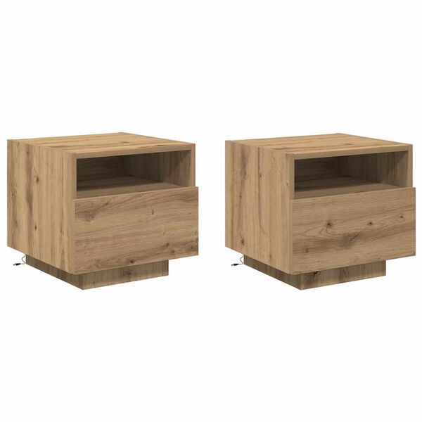 vidaXL Szafka Nocna z szufladą 2 pcs Dąb rzemieślniczy 40 x 39 x 37 cm