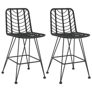 vidaXL Stołki barowe, 2 szt., czarne 45x56x103,5 cm, PE, rattan i stal