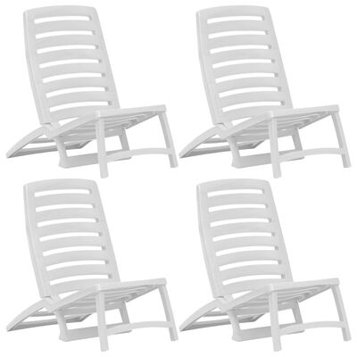 vidaXL Składane krzesła plażowe dla dzieci, 4 szt., plastikowe, białe