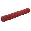 vidaXL Ogrodzenie z siatki, stal i PVC, 25x1 m, czerwone