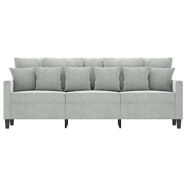 vidaXL Sofa 3-osobowa, jasnoszara, 180 cm, tapicerowana aksamitem