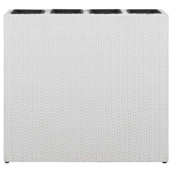 vidaXL Podwyższona donica z 4 wkładami, polirattan, biała