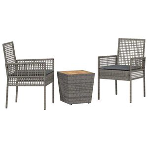 vidaXL Zestaw Bistro Ogrodowego 3 pcs Szary Polirattan