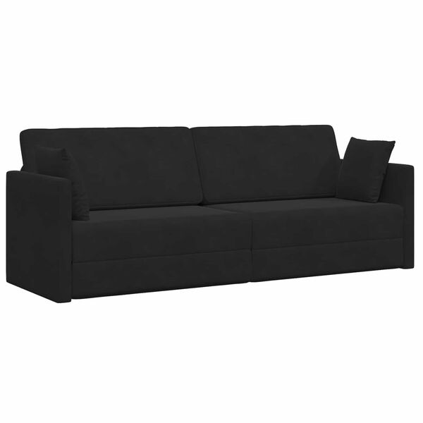 vidaXL Sofa podłogowa z funkcją spania 200cm Czarny Aksamit