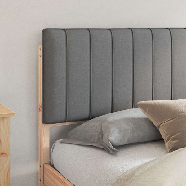 vidaXL Ramka ł&oacute;żka z tapicerowanym wezgłowiem Jasnoszary 180 x 200 cm