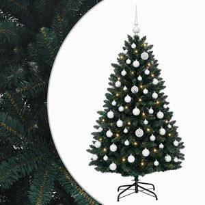 vidaXL Sztuczna choinka, ciemnozielona, z bombkami 150 cm 150 LED