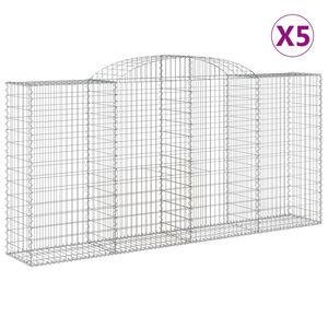 vidaXL Kosze gabionowe, 5 szt, 300x50x140/160 cm, galwanizowane żelazo