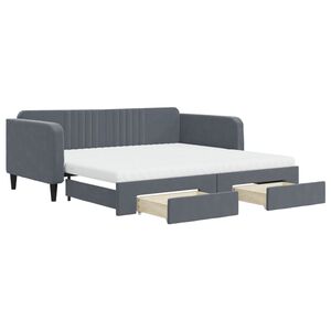 vidaXL Sofa rozsuwana z szufladami, ciemnoszara, 100x200 cm, aksamit