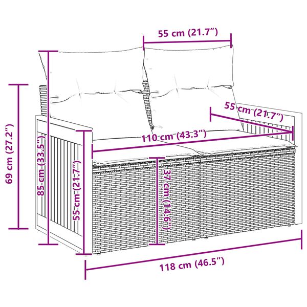 vidaXL Zestaw Sof na Ogród 12 pcs Czarny polirattan
