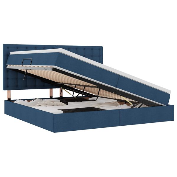 vidaXL Ł&oacute;żko z miejscem na przechowywanie i LED Niebieski 200 x 200 cm