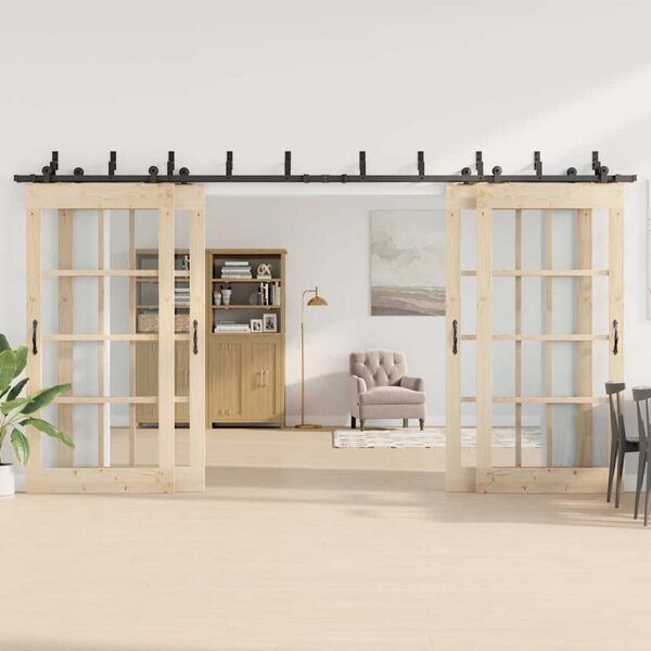 vidaXL System do montażu drzwi przesuwnych, 427 cm, stal, czarny