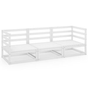 vidaXL 3-osobowa sofa ogrodowa, biała, lite drewno sosnowe
