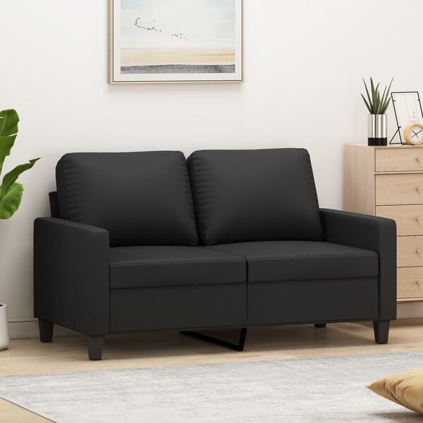 vidaXL 2-osobowa sofa, czarna, 120 cm, sztuczna sk&oacute;ra