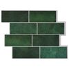 vidaXL Kafelka subway 10 pcs Ciemnozielony 29 x 21 cm Poliuretan i PET