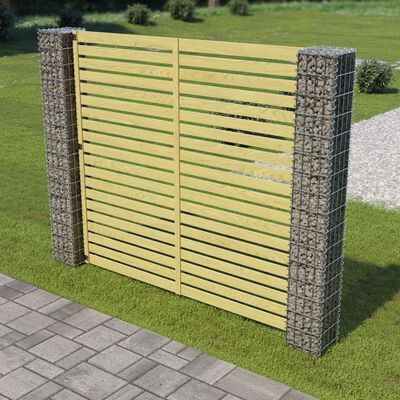 vidaXL Panel ogrodzeniowy ze słupkami z gabionu, sosna, 180x180 cm