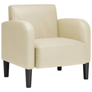 vidaXL Sofa Fotel z Podłokietnikami Kremowy 54 cm Sk&oacute;ra ekologiczna