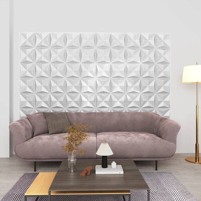 vidaXL Panele ścienne 3D, 48 szt., 50x50 cm, biel origami, 12 m²