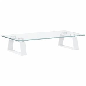 vidaXL Podstawka pod monitor, biała, 40x20x8 cm, szkło i metal