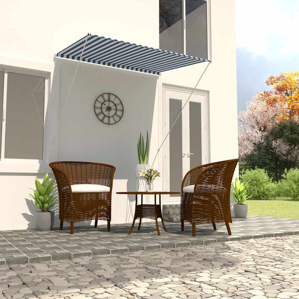 vidaXL Markiza zwijana, 150 x 150 cm, niebiesko-biała