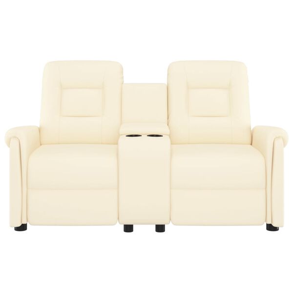 vidaXL Rozkładany fotel masujący z uchwytem, 2-os., kremowy