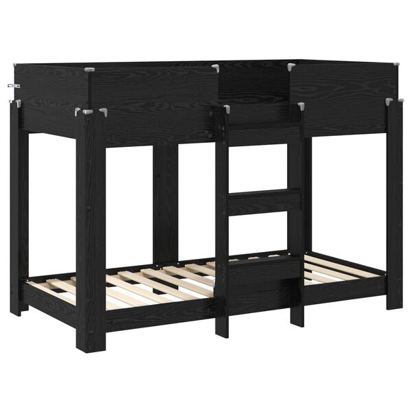 vidaXL Ł&oacute;żko piętrowe dla dzieci z materacem Czarny Dąb 80 x 160 cm