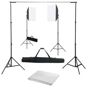 vidaXL Fotograficzny zestaw studyjny z lampami softbox i tłem