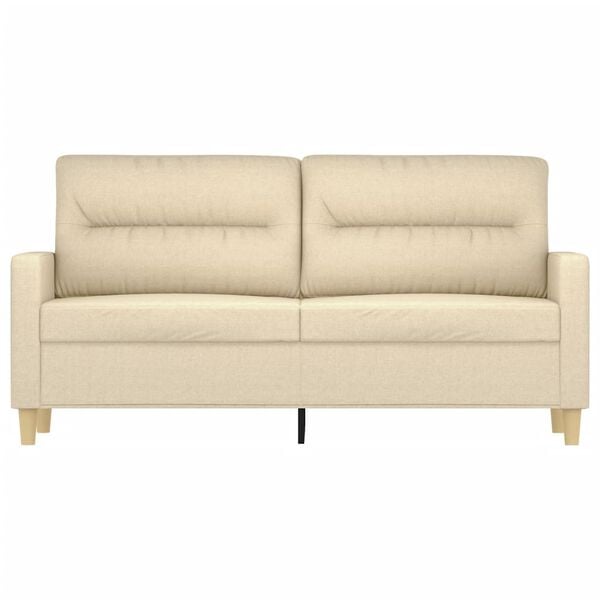 vidaXL 2-osobowa sofa, kremowa, 140 cm, tapicerowana tkaniną