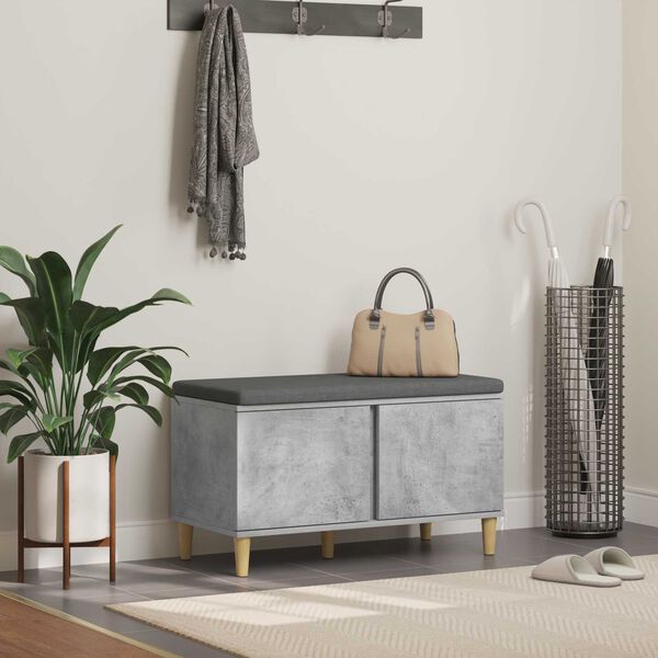 vidaXL Ławka w przedpokoju z poduszką Betonowy szary 60 x 38 x 46 cm