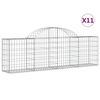 vidaXL Kosze gabionowe, 11 szt, 200x30x60/80 cm, galwanizowane żelazo