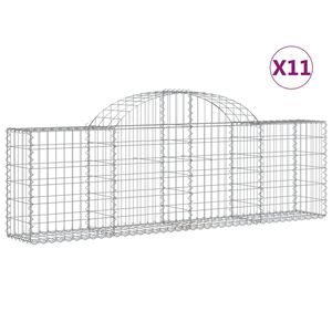 vidaXL Kosze gabionowe, 11 szt, 200x30x60/80 cm, galwanizowane żelazo