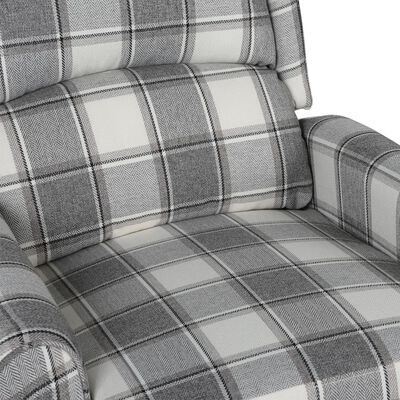 vidaXL Rozkładany fotel masujący, biało-szary, obity tkaniną
