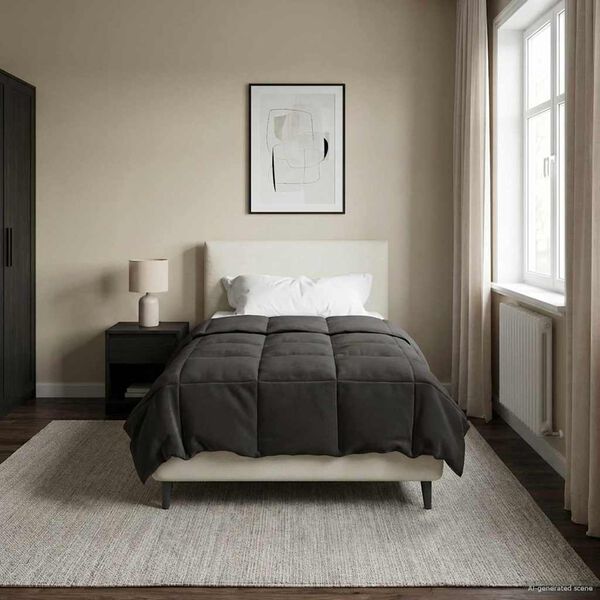 vidaXL Letni Kołdra Kwiłtowany Antracyt 140 x 220 cm Mikrofibra