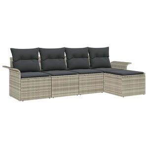 vidaXL Sofa na zewnątrz z poduszką 5 pcs Jasnoszary polirattan