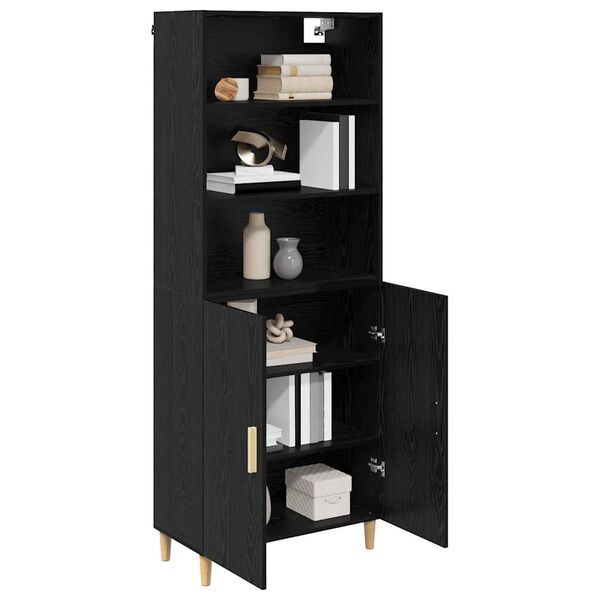 vidaXL Highboard Czarny Dąb 69,5 x 32,5 x 180 cm