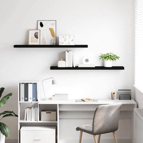 vidaXL P&oacute;łki ścienne, 2 szt., czarne, 120x23,5x3,8 cm, MDF