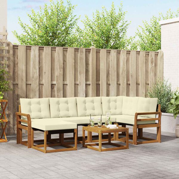 vidaXL Zestaw sof na zewnątrz z poduszką 7 pcs Naturalny i Kremowy