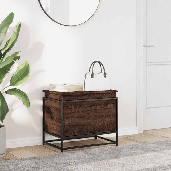 vidaXL Skrzynia z pokrywą, brązowy dąb, 60x40x51,5 cm