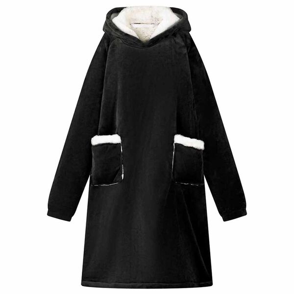 vidaXL Bluza-koc Czarny m Fleece i Flanela