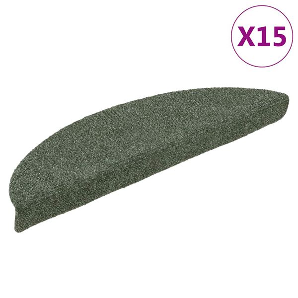 vidaXL Maty na schody samoprzylepne 15 szt. 56x17x3 cm Zielone półokrągłe