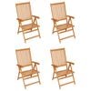 vidaXL Krzesła ogrodowe, 4 szt., czerwone poduszki, drewno tekowe