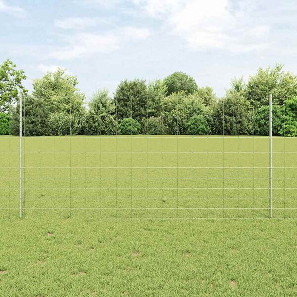 vidaXL Ogrodzenie z słupkiem Srebrny 1,2 x 50 m Stal