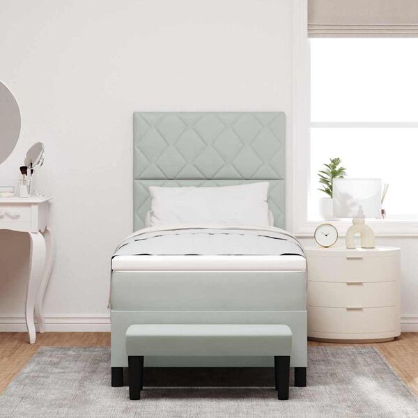 vidaXL Łóżko sprężynowe z materacem Jasnoszary 100 x 200 cm Aksamit