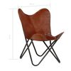 vidaXL Krzesło motyl, dziecięce, brązowe, sk&oacute;ra naturalna