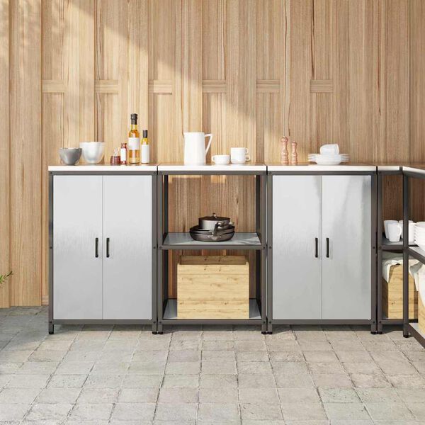 vidaXL Zestaw do przechowywania w kuchni 3 pcs Srebrny Stal nierdzewna