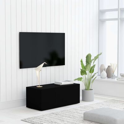 vidaXL Szafka pod TV, czarna, 80x34x30 cm, płyta wiórowa