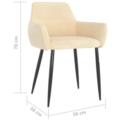 vidaXL Krzesła stołowe, 4 szt., kremowe, obite aksamitem