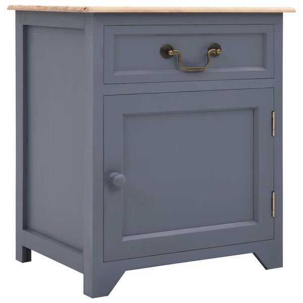 vidaXL Szafka nocna, szaro-brązowa, 40 x 30 x 50 cm, drewno paulownia