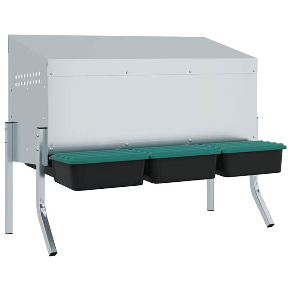 vidaXL Kurnik lęgowy 3 komory z nogami ocynkowana stal