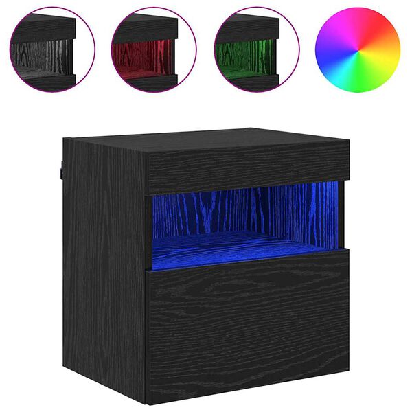 vidaXL Szafki RTV Ze LED Lights 2 pcs Czarny Dąb 40 x 30 x 40 cm